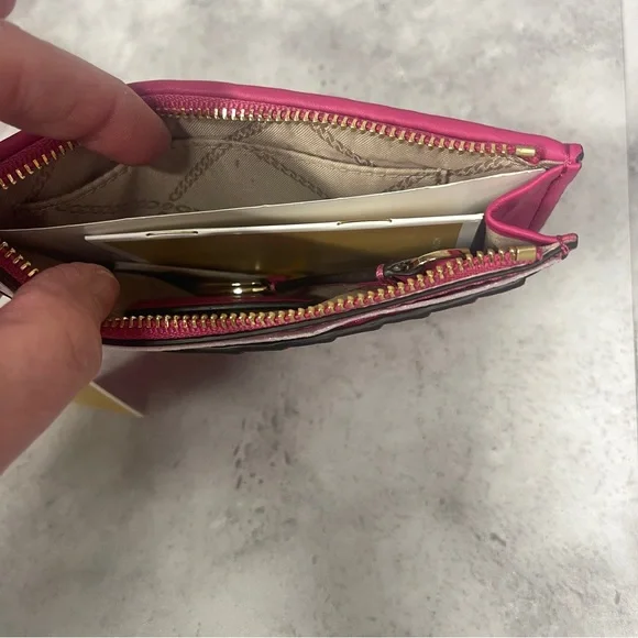 Michael Kors Pink Willa Pleated Bucket Bag + Pouch & Matching Wallet Wild Berry - Picture 9 of 13